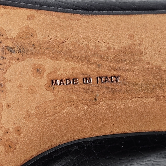 Vtg Salvatore Ferragamo Black Wmn A4 Extra Narrow Croc Embossed Pumps - Picture 9 of 10